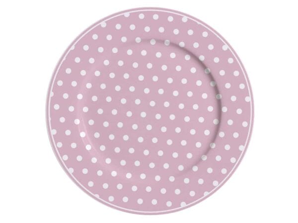 Farfurie de Desert din Porțelan Polka Dot Roz Pastelat, 19 cm este o farfurie de desert din porțelan roz împodobită cu un model de buline albe. Designul este minimalist și vesel, creând o estetică capricioasă și jucăușă. Această farfurie are o formă rotundă tradițională, cu un finisaj neted și curat.